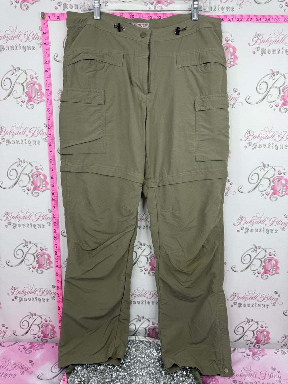 SPORTIF Convertible Cargo Track Pants in Olive Green dual shorts or pants rare